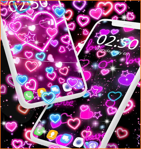 Neon hearts live wallpaper screenshot