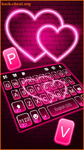 Neon Hearts Love Keyboard Background screenshot