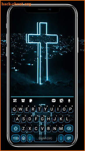 Neon Holy Cross Keyboard Background screenshot