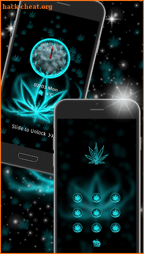 Neon Leafy Weed 3D Live Lock Screen Wallpapers screenshot