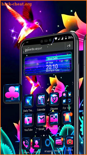 Neon Light 3D Flower Theme screenshot