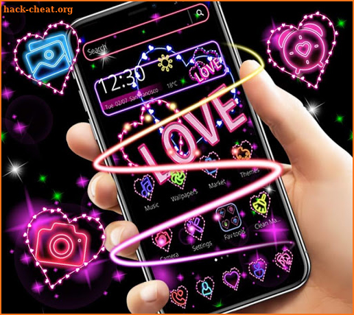 Neon Light Love Hearts Theme screenshot