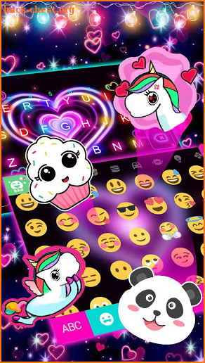 Neon Lights Heart Keyboard Theme screenshot