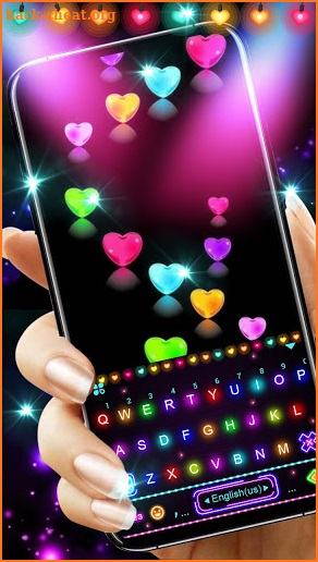 Neon Lights Love Keyboard Background screenshot