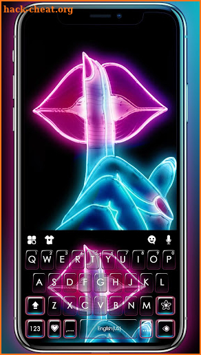 Neon Lips Keyboard Background screenshot