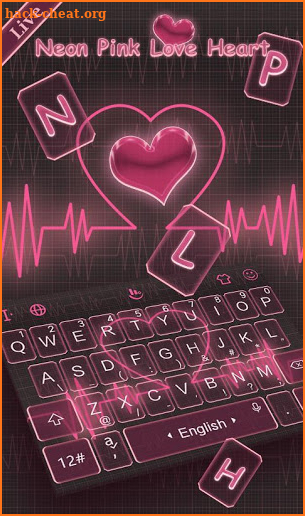 Neon Love Heart Keyboard Theme screenshot