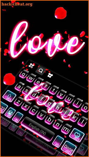 Neon Love Light Keyboard Background screenshot