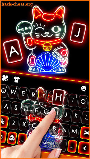 Neon Luck Cat Keyboard Background screenshot