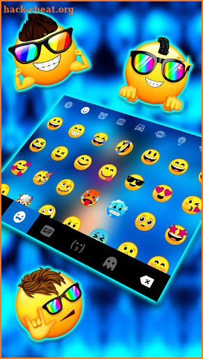 Neon Mask Girl Keyboard Background screenshot