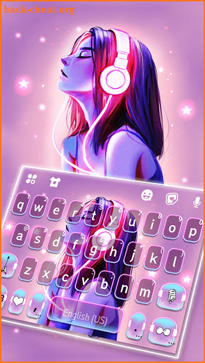 Neon Music Girl Keyboard Theme screenshot