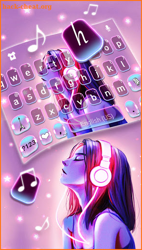 Neon Music Girl Keyboard Theme screenshot