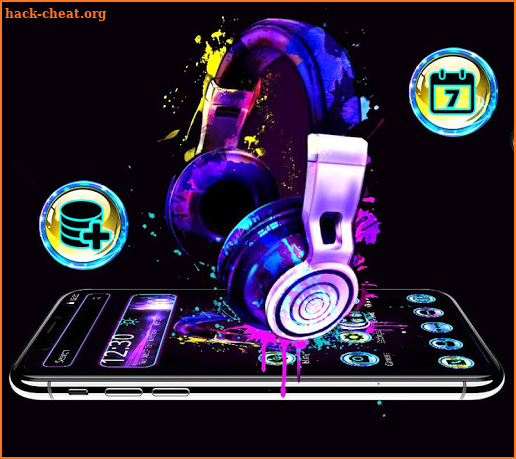 Neon Music Headphone Theme screenshot