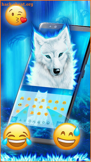 Neon Night Forest Wolf Keyboard Theme screenshot