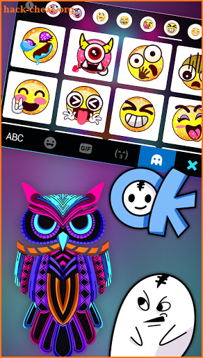 Neon Owl Keyboard Background screenshot