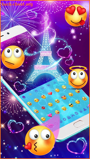 Neon Paris Eiffel Tower Keyboard screenshot