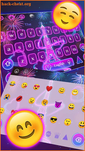 Neon Paris Eiffel Tower Keyboard Theme screenshot