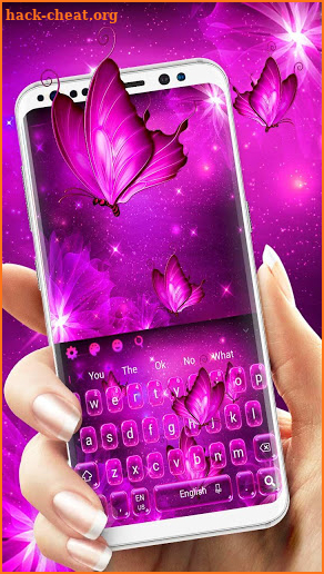 Neon Pink Butterfly Keyboard screenshot