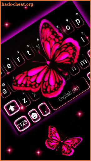 Neon Pink Butterfly Keyboard Background screenshot