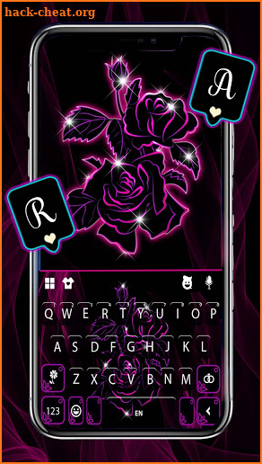 Neon Pink Flowers 2 Keyboard Background screenshot