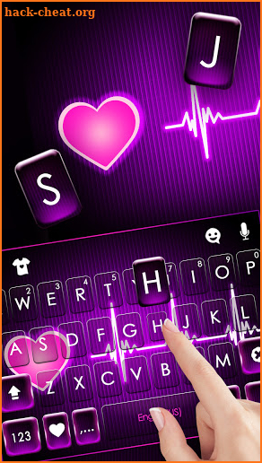 Neon Pink Heartbeat Keyboard Background screenshot