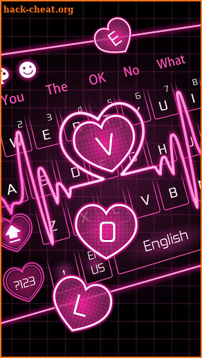 Neon Pink Love Heart Keyboard screenshot