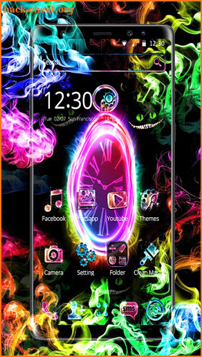 Neon Pink Scary Clock Theme screenshot