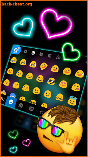 Neon Pop Hearts Keyboard Background screenshot