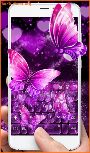 Neon Purple Butterfly Keyboard Theme screenshot