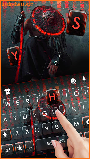 Neon Red Samurai Keyboard Background screenshot