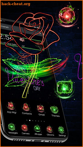 Neon Rose Love 3D Theme 💞🌹 screenshot