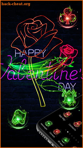 Neon Rose Love 3D Theme 💞🌹 screenshot