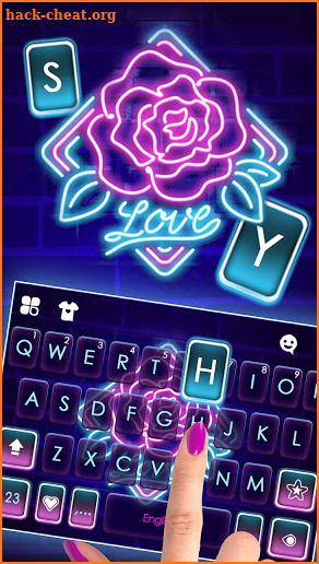 Neon Rose Love Keyboard Theme screenshot