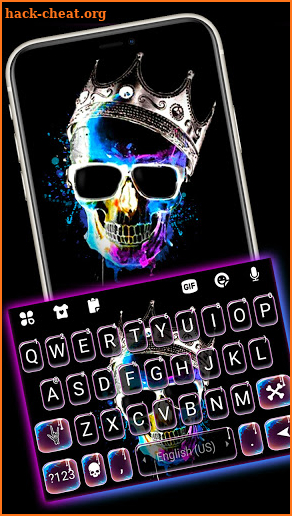 Neon Skull King Keyboard Background screenshot