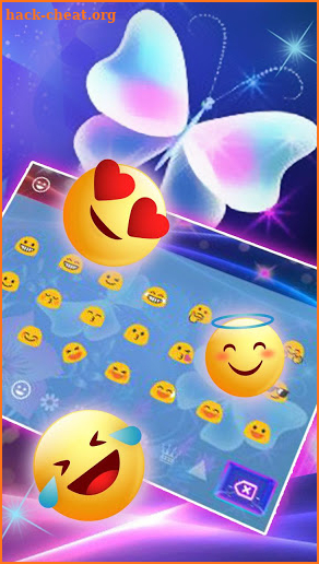 Neon Sparkle Butterfly Keyboard Theme screenshot