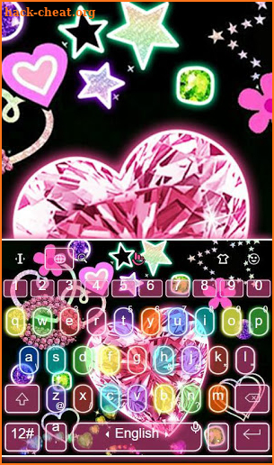 Neon Sparkling Heart Keyboard Theme screenshot