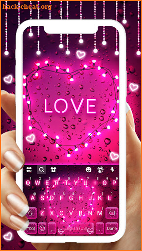 Neon Streaks Heart Keyboard Background screenshot