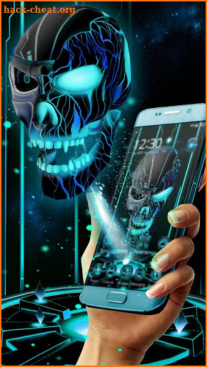 Neon Tech Evil Skull 3D Theme screenshot