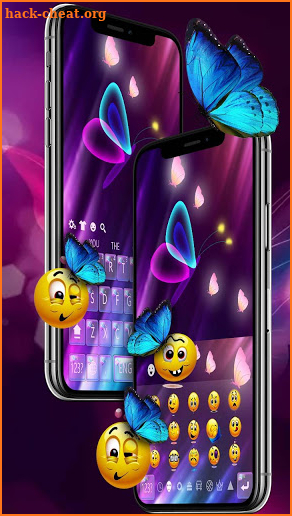 Neon Violet Butterfly Keyboard screenshot