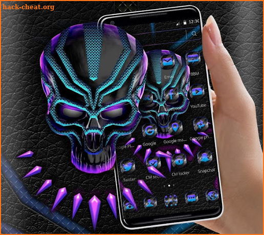 Neon Violet Tech Skull Theme screenshot