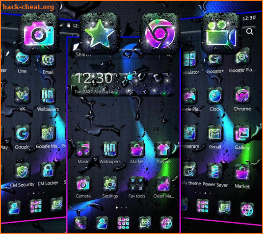 Neon Water Drops Theme screenshot