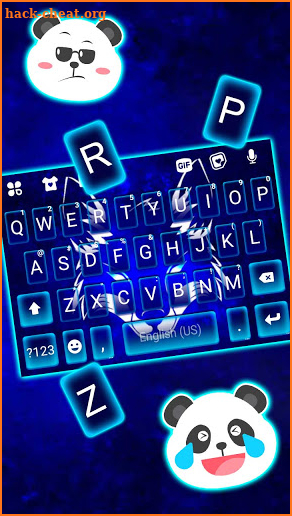 Neon Wolf Blue Keyboard Background screenshot