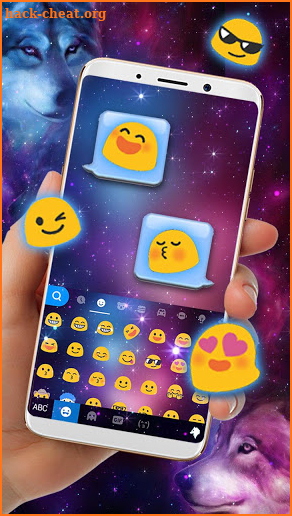 Neon Wolf Galaxy Keyboard Theme screenshot