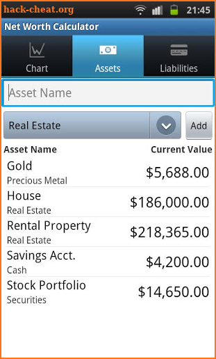 Net Worth Calculator screenshot