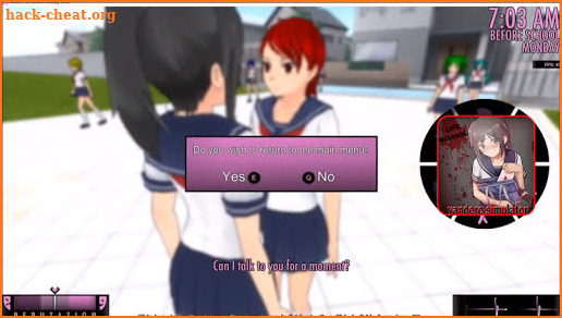 New Yndere's high school simulator,Debug and tips screenshot