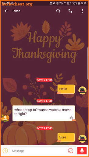 Next SMS Happy thanksgiving 2020  (2nd) Skin screenshot