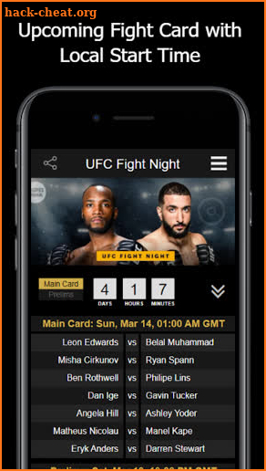 Next UFC - Upcoming UFC Event Guide screenshot