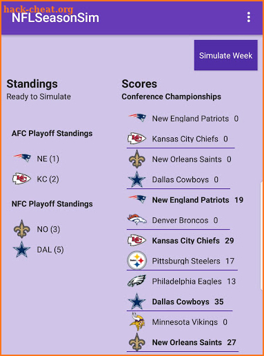 NFL Season Simulator screenshot