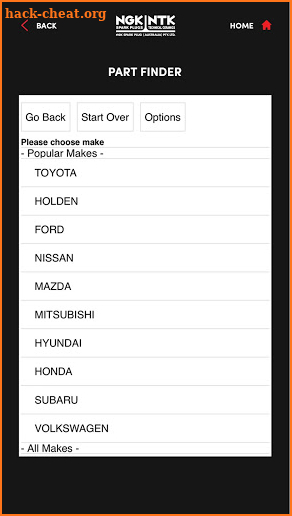 NGK PART FINDER screenshot
