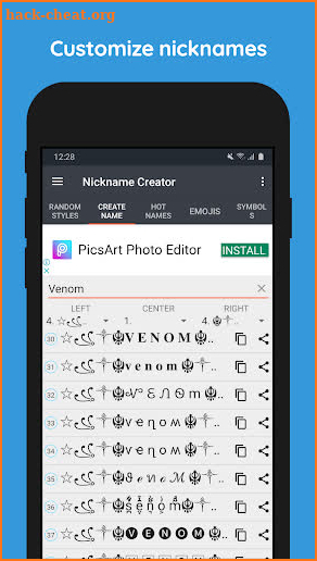 Nickname Creator For FF screenshot