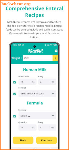 NICUDiet screenshot